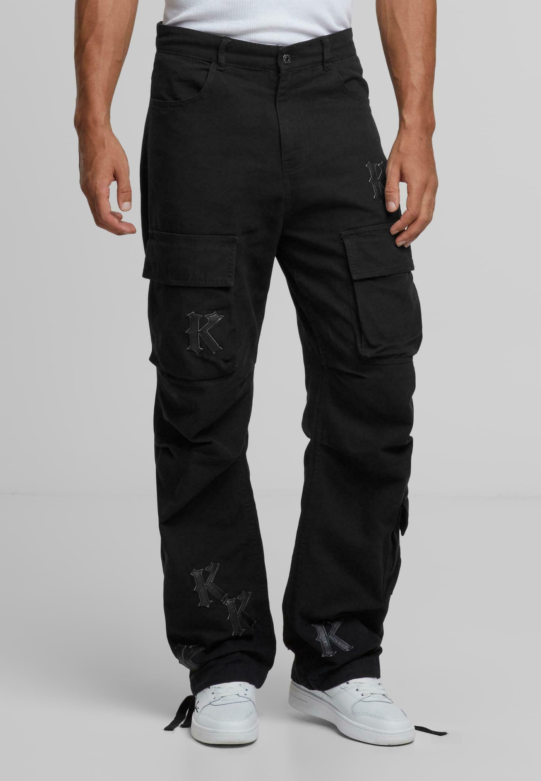 Karl Kani KKPATCH MULTIPOCKET - Cargo trousers - black - Zalando.ie