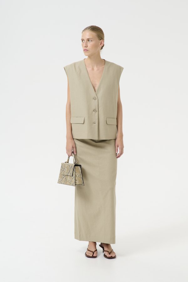 IZZA SKIRT - Maxi skirt - silver sage4