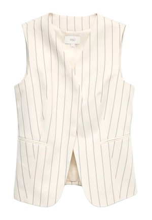 Marks & Spencer, STRIPED V-NECK LONGLINE  - Vest - ivory mix