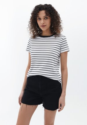 STRIPED  - T-shirt print - white black