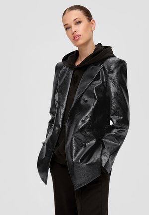 IN SCHLANGENLEDER-OPTIK - Imitatieleren jas - schwarz