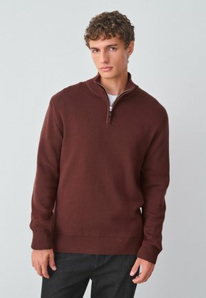 PLAIN REGULAR FIT PREMIUM QUARTER ZIP  - Neule - dark pink