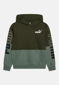 Sudadera con capucha en verde oscuro y verde claro. Mezcla de algodón, con bolsillo tipo canguro y llamativo logotipo "PUMA" en las mangas.