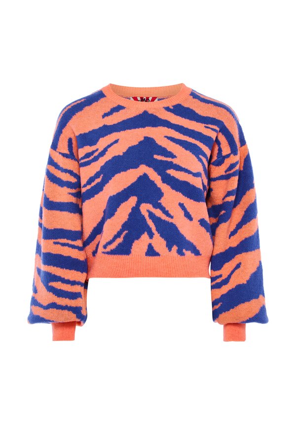 Strickpullover - orange blau