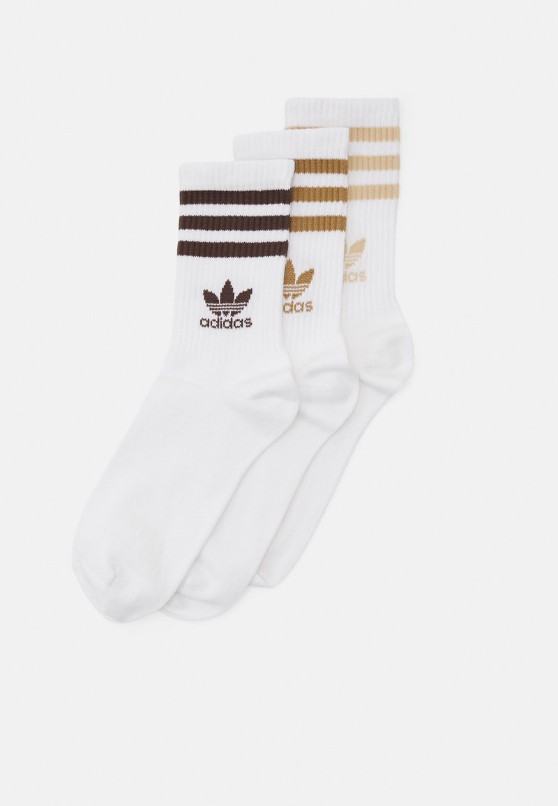 adidas Originals CREW  3 PACK - Zoknik - white/magic beige/brown desert/brown