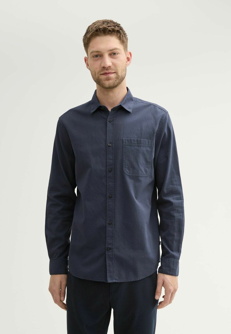 TOM TAILOR STRUKTURIERTES MIT BRUSTTASCHE - Camicia - dark blue small structure