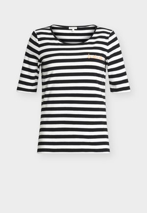 TOM TAILOR, T-SHIRT SMALL EMBRO - Trükipildiga T-särk - black white stripe