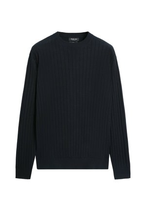 Massimo Dutti, 100% COTTON RIBBED KNIT SWEATER - Trui - dark blue