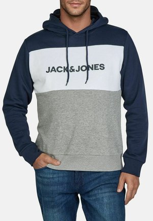 Kapuzenpullover in Marineblau, Weiß und Grau. Mit dem Logo "JACK&JONES". Baumwollmischung mit gerippten Bündchen und Saum, strukturiertem Stoff.