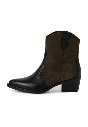 Cowboy-/Bikerstiefelette - black leather olive