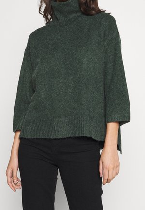 Striktrøje - mottled dark green