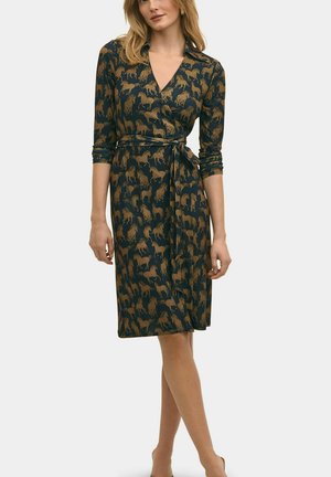 PRINTED WRAP - Vestito di maglina - navy