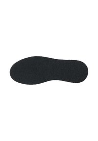 Black insole with a textured surface, featuring a contoured design and an oval shape. Suitable for various footwear styles.