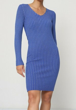 COL V - Robe fourreau - bleu