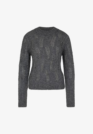 Maglione grigio a maglia con un motivo a trecce testurizzato, polsini e orlo a coste, collo rotondo e vestibilità comoda.