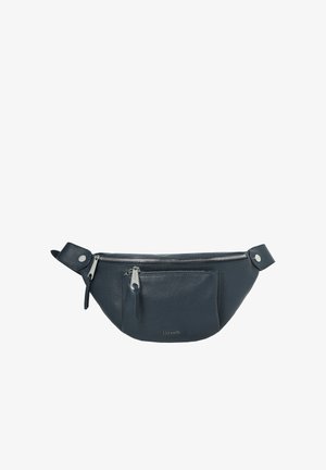 Must nahast vöökott kahe tõmblukuga taskuga ja reguleeritavate klambritega kummalgi küljel.