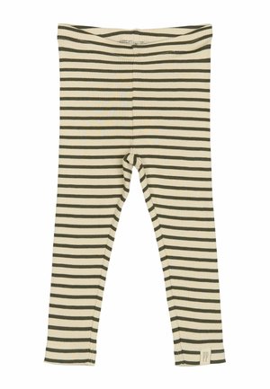 STRIPED - Tepláky - green leaf off white