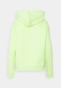 Sweat à capuche vert clair vu de dos avec manches longues et poignets et taille côtelés.