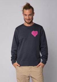 watapparel PINK HEART - Sweatshirt - india ink grey
