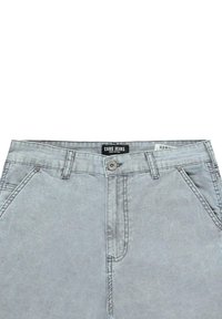 Grijze denimjeans met een rechte pasvorm, vijf zakken en een knoopsluiting. Beschikt over subtiele stiksel en een label op de tailleband.