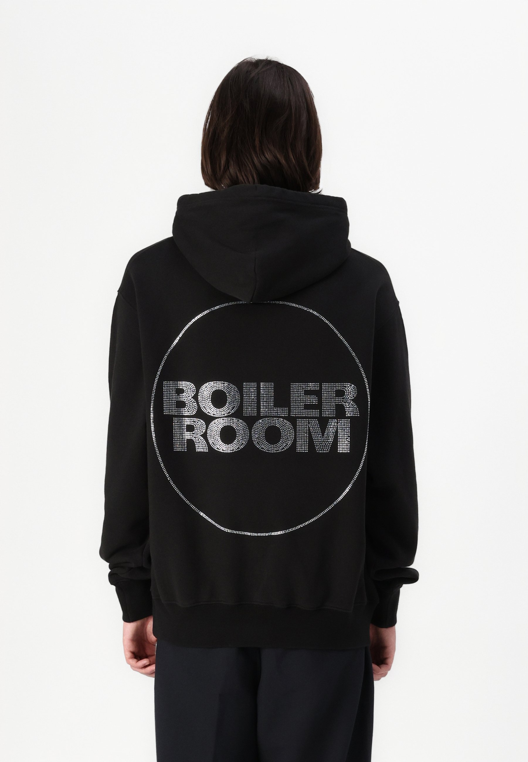 BOILER ROOM DIAMANTE LOGO HOOD UNISEX - Sweatshirt - black