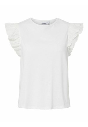 Pieces, Sleeveless PCPANDRIA EMBROIDRY - Μπλουζάκι με στάμπα - bright white