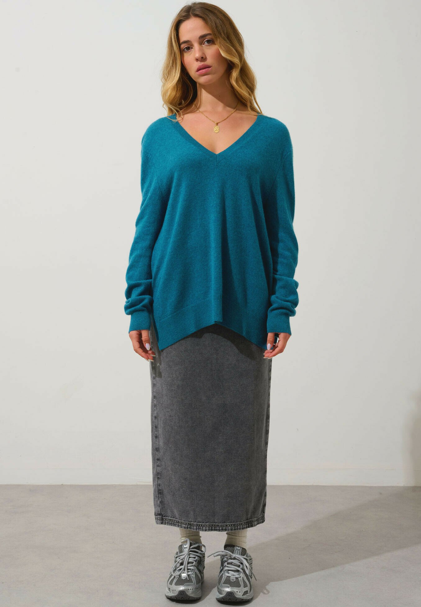 Authentic Cashmere COL V DEVANT ET DOS Pullover mottled duck