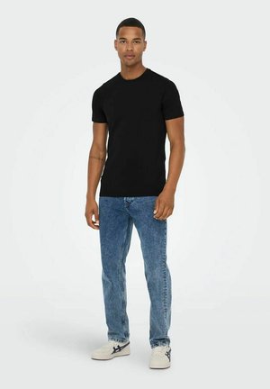 Only & Sons, ONLY   SONS HERREN ONSBASIC SLIM O-NECK T-SHIRT | 4ER PACK - Basic T-shirt -  x schwarz