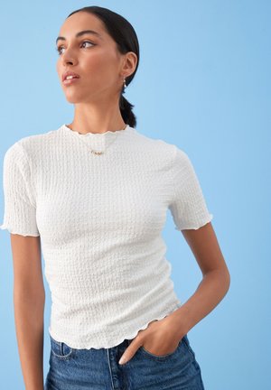 Next SHORT SLEEVE LETTUCE EDGE TEXTURED  PETITE - Paprasti marškinėliai - white