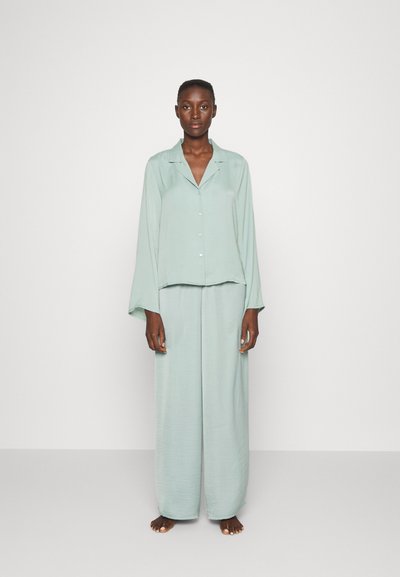 Fancy Pumpkin Kimono Pigiama Da Donna In Cotone Doppia Garza - Taglia L, Verde Cactus, Due Pezzi - 5