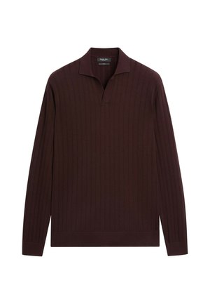 Massimo Dutti, 100% COTTON KNIT POLO SWEATER - Polo - bordeaux