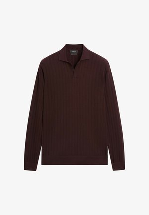 Massimo Dutti, 100% COTTON KNIT POLO SWEATER - Poloshirt - bordeaux