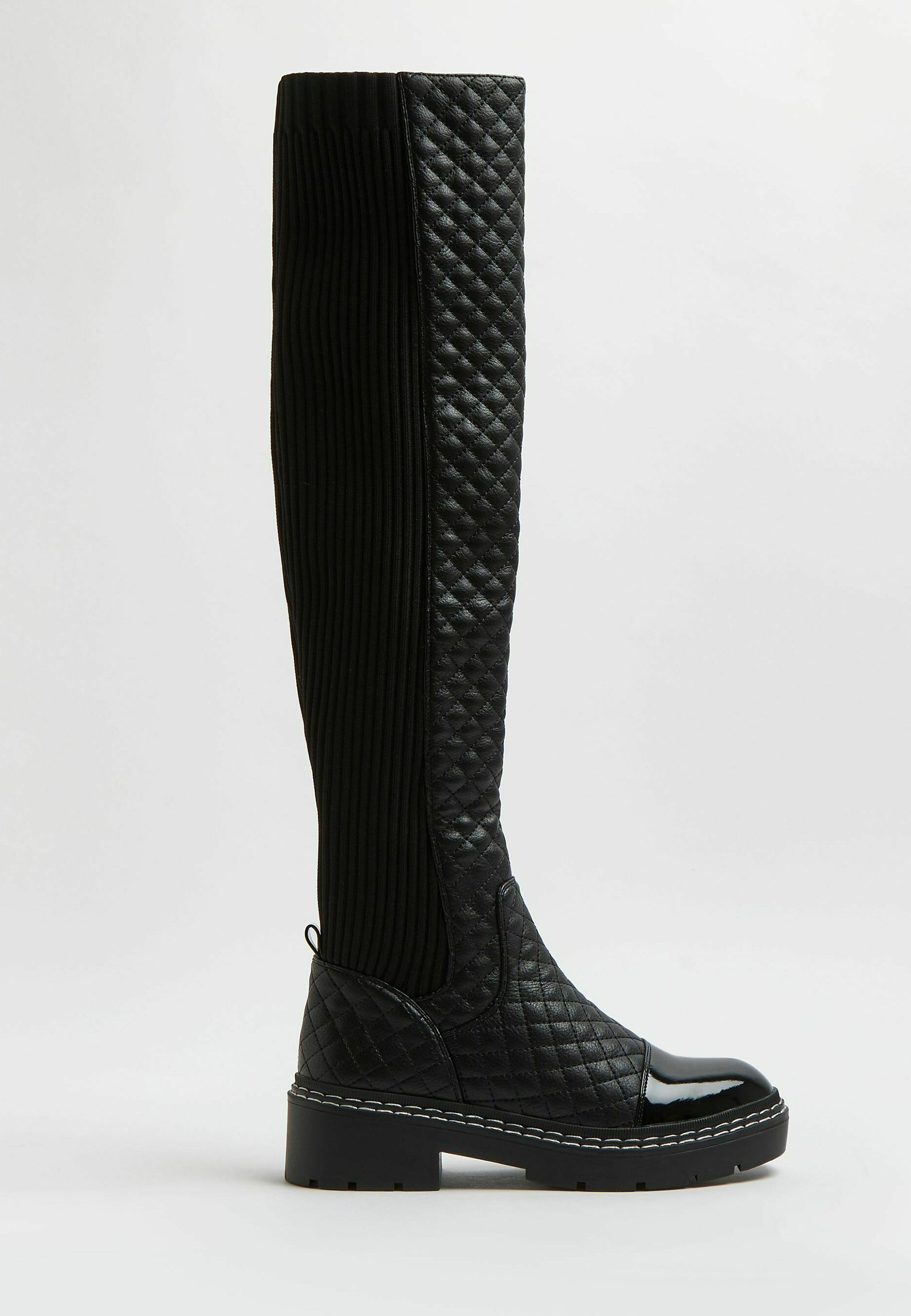 River Island QUILTED - Overknee laarzen - black/zwart - Zalando.be