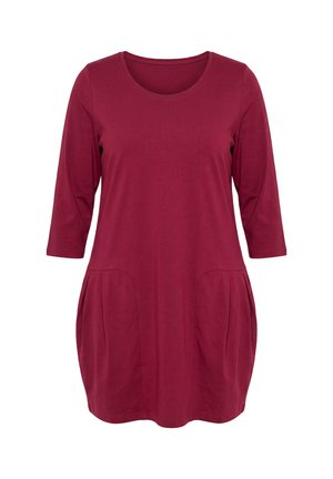 Ulla Popken, JERSEY 3/4 SLEEVE BALLOON SHAPE POCKET DRESS - Robe en jersey - dark claret