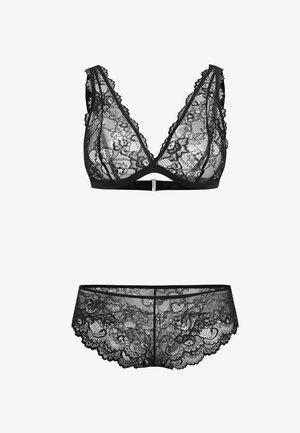 Cupshe, ALLURING LACE LINGERIE SET IN RICH BURGUNDY SET - Slip - black floral