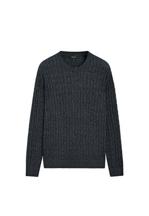 Massimo Dutti, CABLE KNIT ROUND NECK SWEATER - Maglione - blue