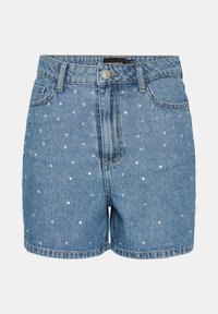 Pieces RHINESTONE - Τζιν σορτς - medium blue denim