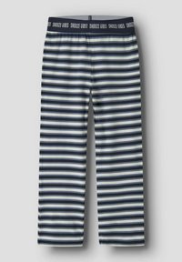 Marineblå og hvite stripete pysjamasbukser med en myk tekstur. Elastisk midjebånd med logoen "SNOOZE VIBES". Rett snitt.