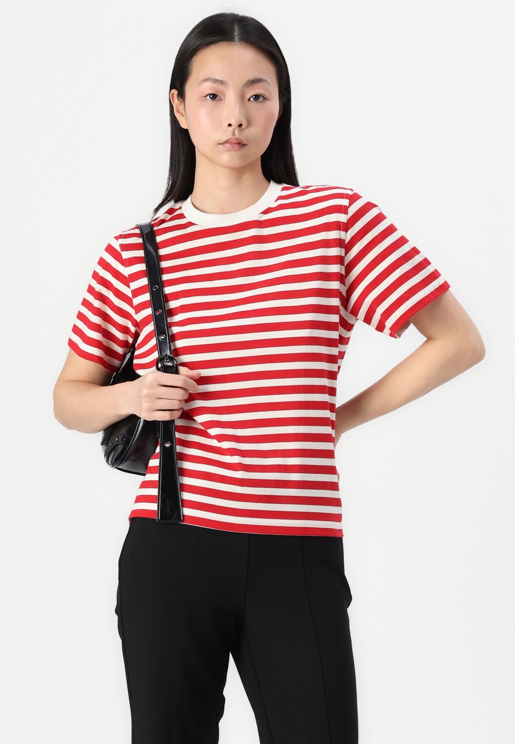 売れ筋商品|||トム テイラー デニム Tシャツ レディース トップス STRIPED BOXY  - Print T-shirt - white red pink stripe TOM TAILOR DENIM STRIPED BOXY - Print T-shirt - white red