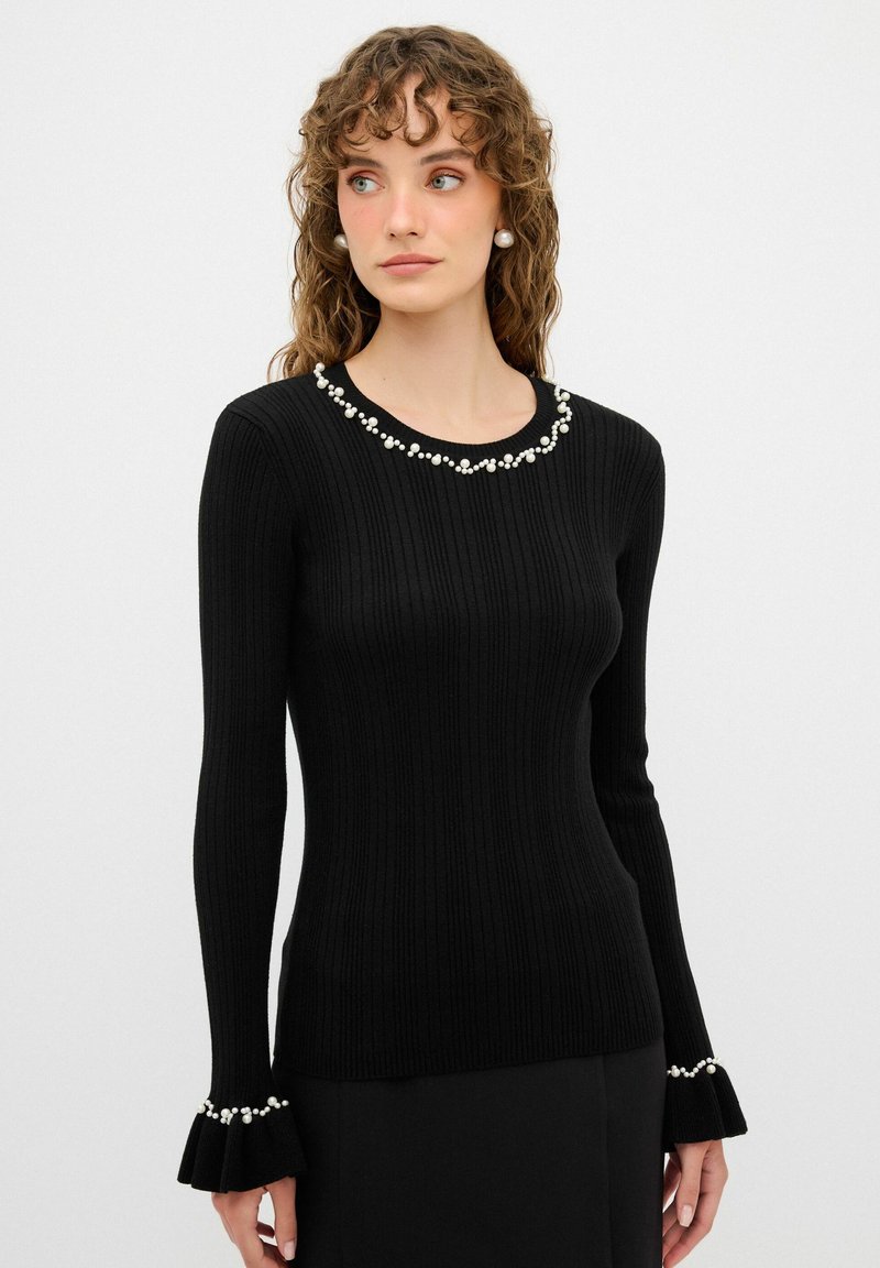 adL WITH PEARLS - Stickad tröja - black
