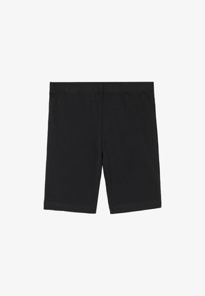 Shorts en coton noir avec une taille élastique, présentant une texture lisse et une coupe droite. Aucun motif ni accent présent.
