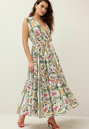 Next SLEEVELESS V-NECK BELTED - REGULAR FIT - Maxiklänning - ecru multi paisley print