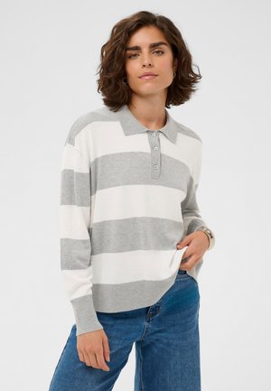 LIZZA STRIPED - Langærmet T-shirt - light grey m chalk wide stripe