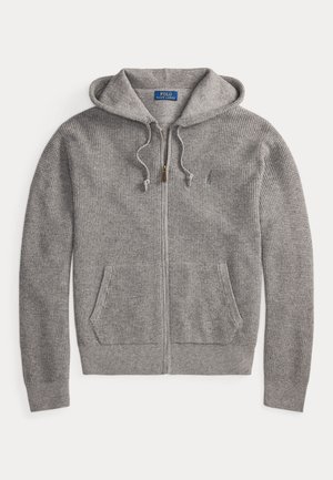 Polo Ralph Lauren, WAFFLE-KNIT WOOL-COTTON HOODED SWEATER - Gilet - fawn grey heather