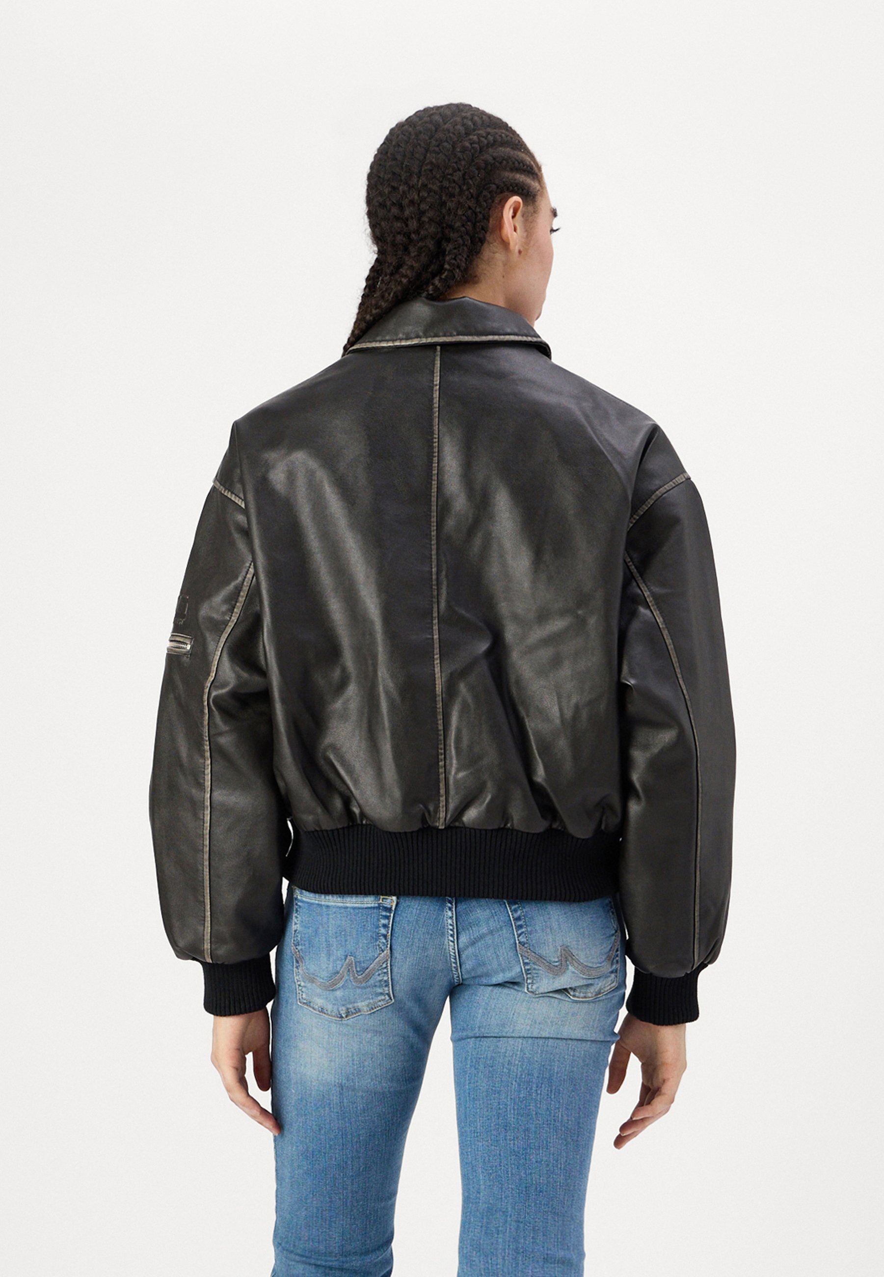 bsrabbit LEATHER ANORAK JACKET BLACK L BSRABBIT TWK RTR ANORAK