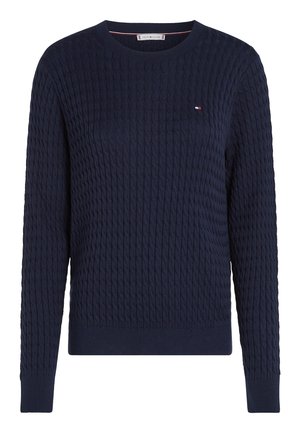 Tommy Hilfiger, CABLE FINE SWEATER  - Πουλόβερ - dark night navy