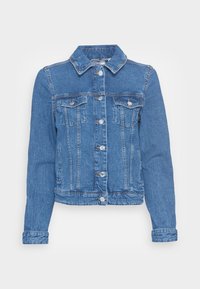 Blå denimjacka med krage, knappstängning och två framfickor. Har en klassisk passform och en något blekt struktur.