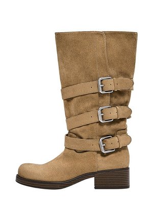 Bershka, BUCKLED - BIKER BOOTS - Cowboy-/Bikerlaarzen - beige