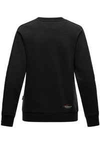 Czarny sweatshirt wykonany z miękkiego materiału, z okrągłym dekoltem, długimi rękawami, ściągaczami na nadgarstkach oraz małą naszywką z logo na dole pleców.
