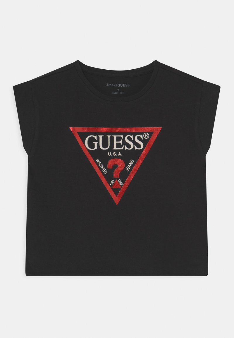 Guess CORE JUNIOR CROPPED - Μπλουζάκι με στάμπα - black/red